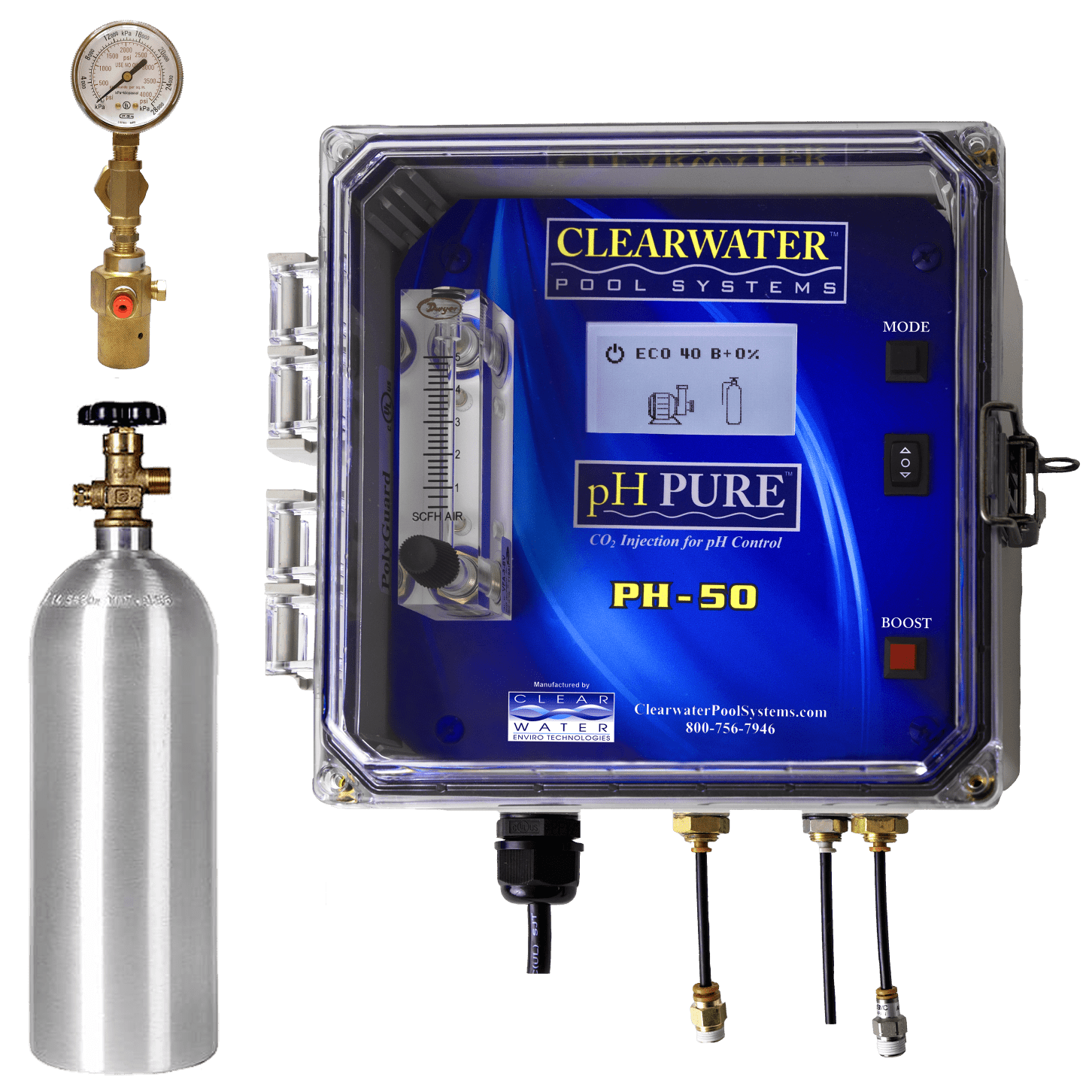 PH-50: pH regulation with CO2 - Clearwater Pool Systems - Switzerland