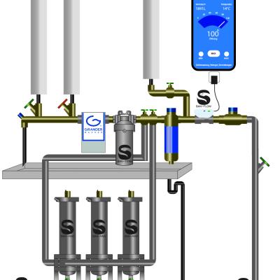SAN-MAXI: Installation example in an apartment building, hospital, school, home, or hotel